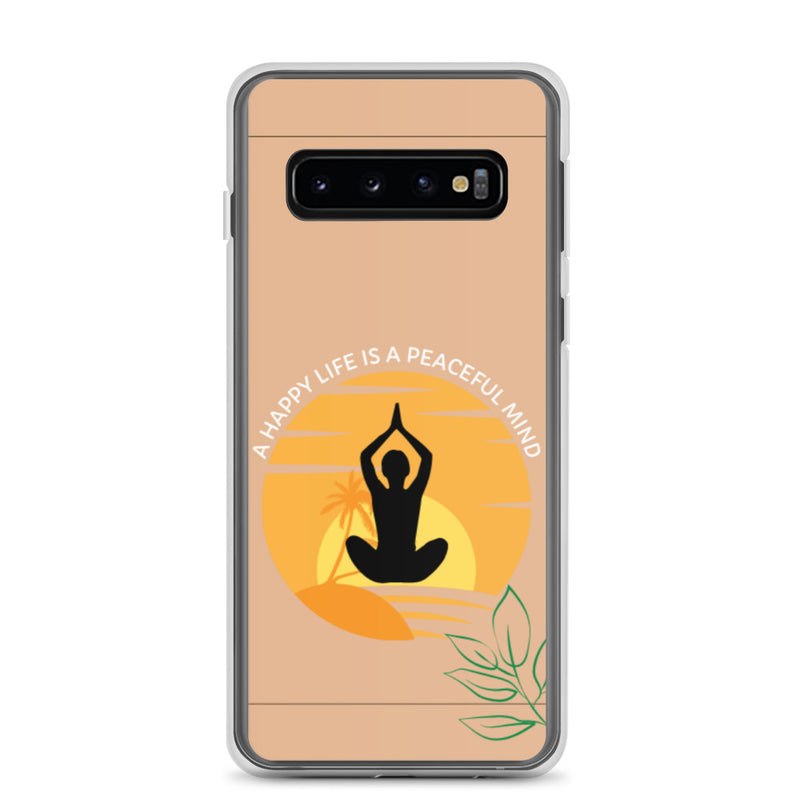 Samsung mobilskal med inspirerande citat- A peaceful mind is a happy life