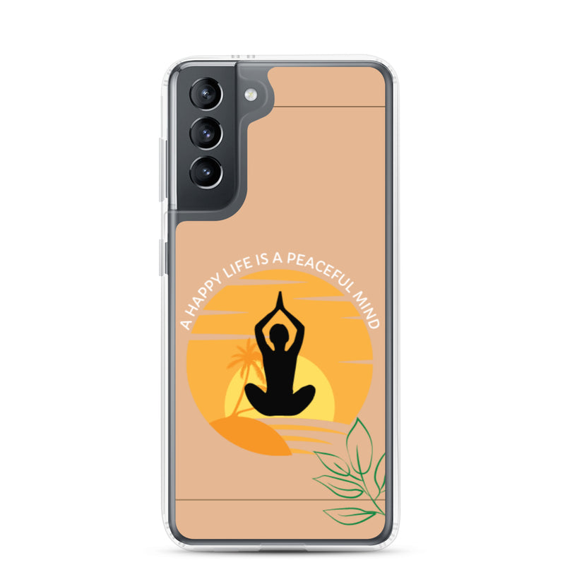 Samsung mobilskal med inspirerande citat- A peaceful mind is a happy life